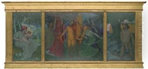 A Symbolist Fantasy (triptych) by Hans Christiansen