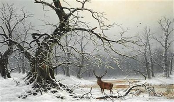 Winter Landscape With A Stag - view 1