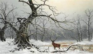 Winter Landscape With A Stag