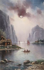 A Fjord In Moonlight by Nils Hans Christiansen