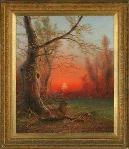 Deer By Sunset by Nils Hans Christiansen