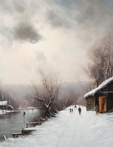 Rowers On A Summer Lake (+ Skaters On A Frozen Lake; Pair) by Nils Hans Christiansen