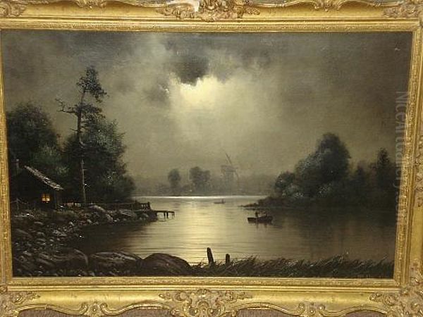 A Moonlit River Scene - view 1