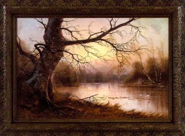 River Landscape At Dusk - view 1