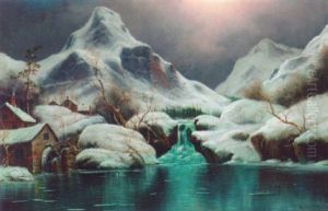 A Millhouse By A Lake In A Winter Landscape A Millhouse By A Lake In A Winter Landscape