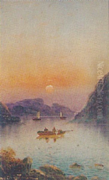 Boating On A Fjord At Sunset - view 1