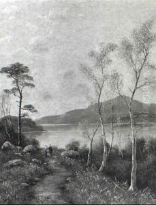 Figures Beside A Mountain Lake by Nils Hans Christiansen