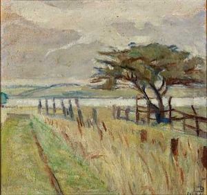 Fra Daemringen Ved Fjorden Med Tjorn. Gravejr by Poul S. Christiansen