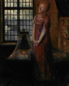 Dronning Caroline Mathildes Afsked Med Sin Datter Louise Augusta Pa Kronborg (sketch)