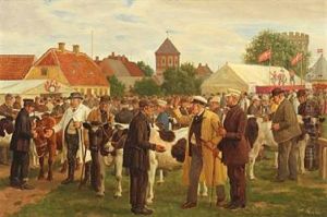 People Making Deals At Market Day by Rasmus Christiansen