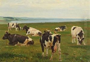Landscape With Cows By Hjarbaek Fjord by Rasmus Christiansen