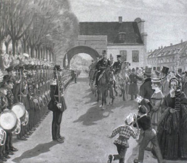 Parade I Byen I Anledning Af Kongens Bes+g - view 1