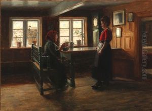 Interior Of A Farm House With Two Women by Soren Christiansen