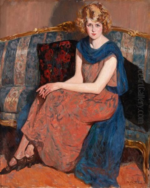 Portrait Of A Young Woman On A Divan - view 1
