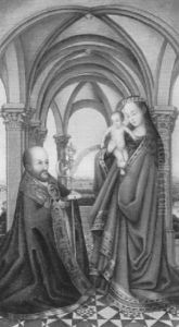 Madonna Mit Kind Und Kniendem Bischof by Petrus Christus