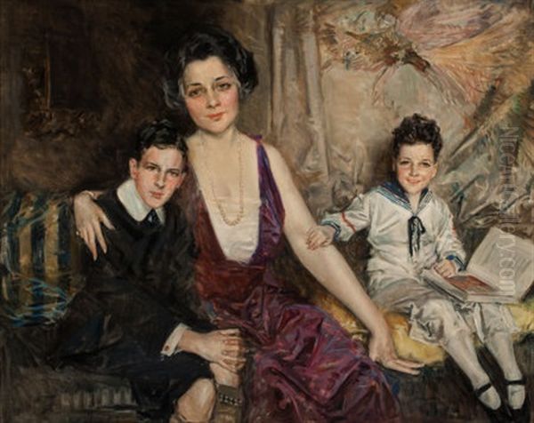 Portrait Of A Woman And Two Children - view 1