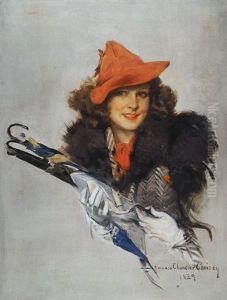 Woman In Red Hat by Howard Chandler Christy