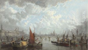 A London Panorama - A View Of Somerset House, Saint Paul's And Thewaterloo Bridge by John Macvicar Anderson