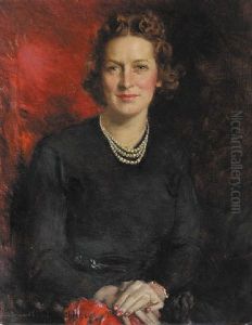 Portrait Of A Seated Lady Wearing A Triple Strand Of Pearls by Howard Chandler Christy