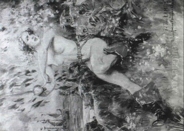 Painting: Nude Pirate Woman, Frightened Lambs - view 1