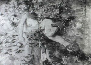 Painting: Nude Pirate Woman, Frightened Lambs