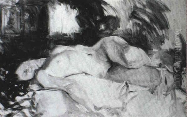 Figure Study: Lounging Nude - view 1