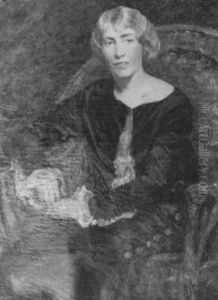 Portrait Of A Young Woman Seated In Wicker Chair