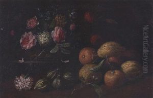 Stillleben Mit Blumen Und Zitrusfruchten