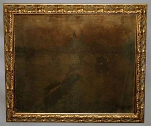 Paris Nocturnal Scene On The Seine by Jean Adolphe Chudant