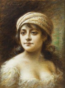 Young Woman In A Turban by Fedor Petrovich Chumakov