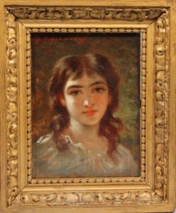 Portrait D'une Jeune Femme A La Blouse by Fedor Petrovich Chumakov