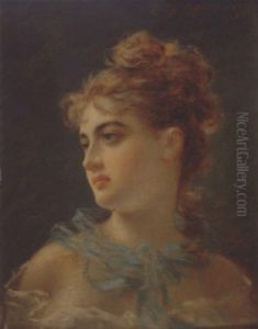 Jeune Femme Rousse Au Voile Bleu