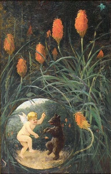 Fairy And Bear In Garden - view 1