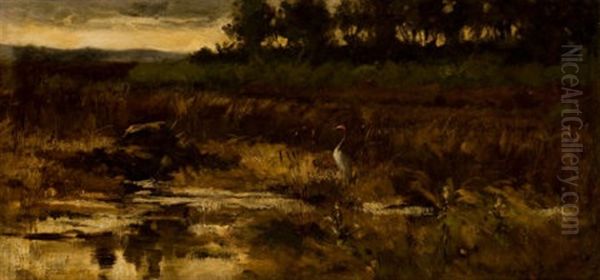 Marsh Landscape With Egret - view 1