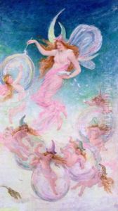 Angel Transporting Younger Angels Via Bubbles