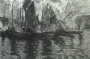 Boats In Harbor by Alfred Vance Churchill