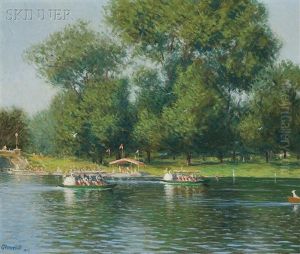 Swan Boats On Lake, Public Garden by William Worcester Churchill