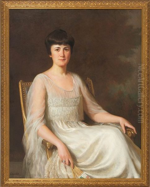 Portrait Of A Lady Holding A Fan - view 1