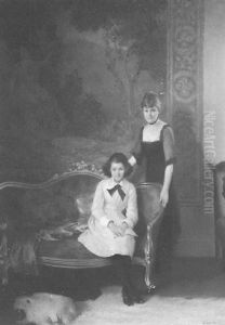 Elegant Interior With Mother And Daughter by William Worcester Churchill