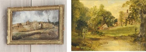 Pond With A House Beyond And The Cornfield: Two Paintings - view 1