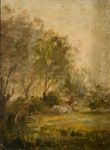 Horses In A Meadow by Thomas Churchyard