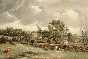 Cattle And Sheep In A Country Landscape