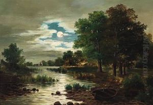 Full Moon At A Forest Lake