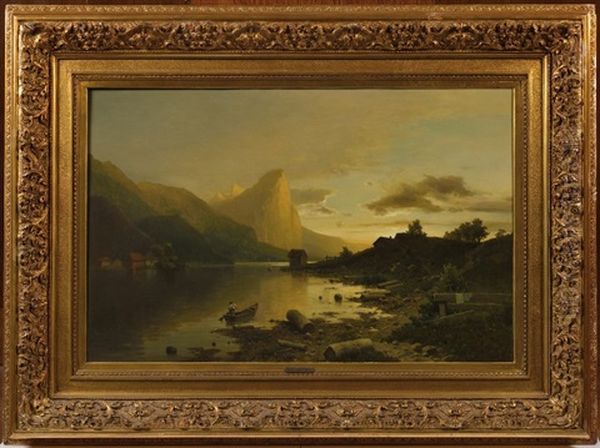 Evening On The Mondsee Lake With The Dragon Rock - view 1