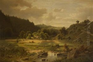 Le Repos Au Bord De La Riviere by Adolf Chwala