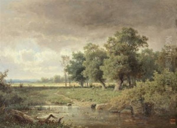 Paysage A L'etang, La Plaine A L'oree De La Foret - view 1
