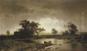 Wascherinnen Am Flusufer by Adolf Chwala