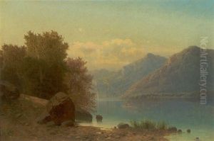 Sommerlandskab Med Robad Pa En Bjergso by Adolf Chwala