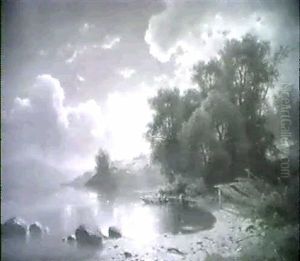 Gebirgssee In Mondheller Sommernacht by Adolf Chwala