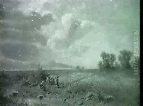 Mother And Children In A Field - view 1